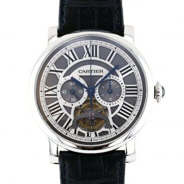 カルティエ Cartier ロトンド ドゥ カルティエ トゥールビヨン シングルプッシュボタンクロノグラフ 世界50本限定 W1580007 グレー文字盤 中古 腕時計 メンズ