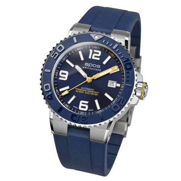 エポス 腕時計（メンズ） エポス EPOS スポーティブ ダイバー 3441ABLR ブルー文字盤 新品 腕時計 メンズ