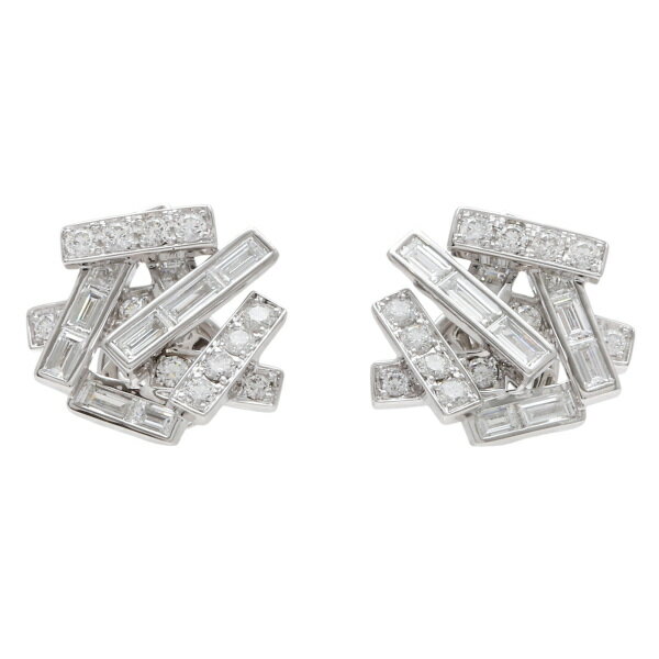 グラフ スレッド バゲットダイヤ K18ホワイトゴールド ピアス 中古