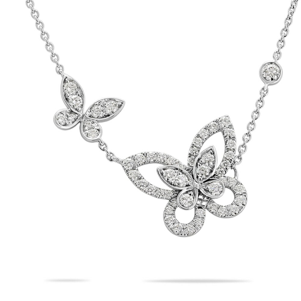 グラフ バタフライシルエット ダブル ダイヤモンド K18ホワイトゴールド ネックレス 中古(4)