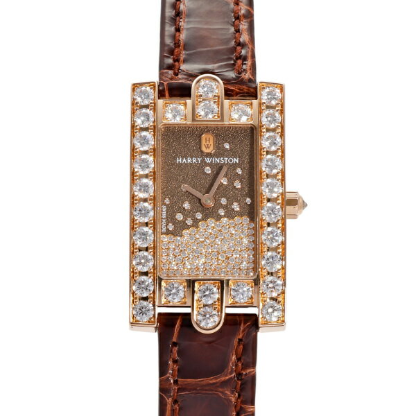 ハリー・ウィンストン HARRY WINSTON アヴェニュー クラシック ダイヤモンド ドロップ AVEQHM21RR119 ブラウン文字盤 中古 腕時計 レディース