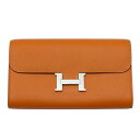 オレンジ エルメス HERMES コンスタンスロング トゥーゴー ヴォーエプソン オレンジ シルバー金具 B刻印 未使用 バッグ レディース