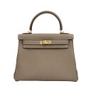 エルメス HERMES ケリー25 トゴ エトゥープ イエローゴールド金具 W刻印 未使用 バッグ レディース