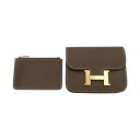 エルメス HERMES コンスタンス スリム エプソン エトゥープ イエローゴールド金具 W刻印 未使用 財布 レディース