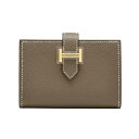 エルメス HERMES ベアンミニ ヴォーエプソン エトゥープ イエローゴールド金具 W刻印 未使用 財布 男女兼用