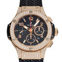 ウブロ HUBLOT ビッグバン ゴールド パヴェ 301.PX.130.RX.174 ブラック文字盤 中古 腕時計 メンズ