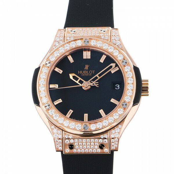 ウブロ 腕時計（レディース） ウブロ HUBLOT クラシックフュージョン キングゴールド パヴェ 581.OX.1180.RX.1704 ブラック文字盤 新品 腕時計 レディース