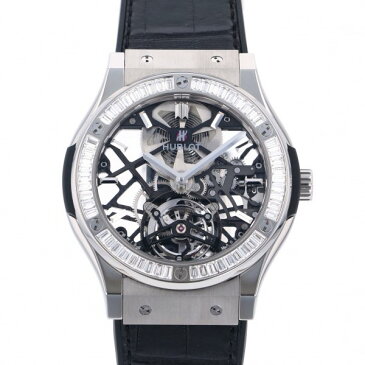 ウブロ HUBLOT クラシックフュージョン トゥールビヨン ベゼルバケットダイヤモンド 505.NX.0170.LR.1904 ブラック/シルバー文字盤 メンズ 腕時計 【新品】