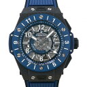ウブロ 腕時計（メンズ） ウブロ HUBLOT ビッグバン ウニコ GMT カーボン ブルーセラミック 471.QL.7127.RX ブルー/シルバー文字盤 新品 腕時計 メンズ