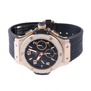 ウブロ HUBLOT ビッグバン ゴールド ベゼルダイヤ 301.PX.130.RX.114 ブラック文字盤 中古 腕時計 メンズ