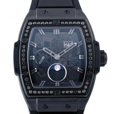 ウブロ HUBLOT スピリット・オブ・ビッグバン ムーンフェイズ オールブラックダイヤモンド 647.CI.1110.LR.1200 グレー文字盤 中古 腕時計 メンズ