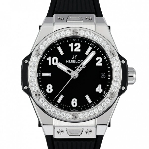 ウブロ 腕時計（レディース） ウブロ HUBLOT ビッグバン ワンクリック スチール ダイヤモンド 465.SX.1170.RX.1204 ブラック文字盤 新品 腕時計 レディース