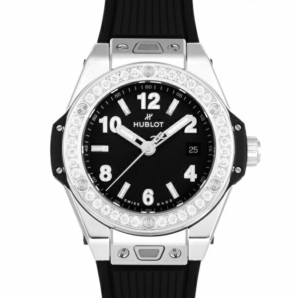 ウブロ 腕時計（レディース） ウブロ HUBLOT ビッグバン ワンクリック スチール ダイヤモンド 485.SX.1170.RX.1204 ブラック文字盤 新品 腕時計 レディース