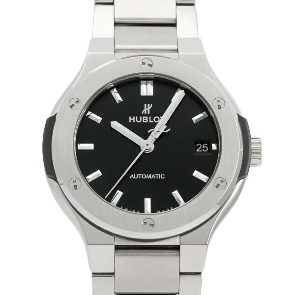 ウブロ 腕時計（メンズ） ウブロ HUBLOT クラシックフュージョン チタニウム ブレスレット 568.NX.1470.NX ブラック文字盤 新品 腕時計 メンズ