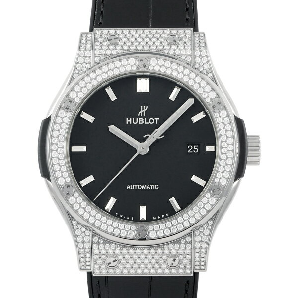ウブロ 腕時計（メンズ） ウブロ HUBLOT クラシックフュージョン チタニウム パヴェ 542.NX.1171.LR.1704 ブラック文字盤 新品 腕時計 メンズ