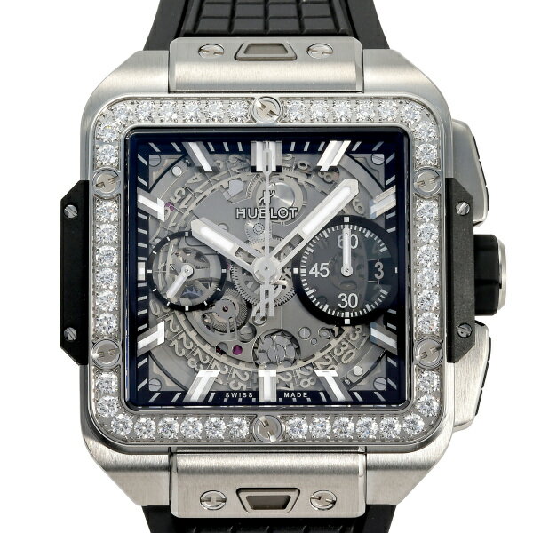 ウブロ 腕時計（メンズ） ウブロ HUBLOT スクエア・バンウニコ チタニウム ダイヤモンド 821.NX.0170.RX.1204 グレー文字盤 新品 腕時計 メンズ