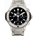 ウブロ 腕時計（メンズ） ウブロ HUBLOT ビッグバン スチール ブレスレット パヴェ 301.SX.1170.SX.3704 ブラック文字盤 新古品 腕時計 メンズ