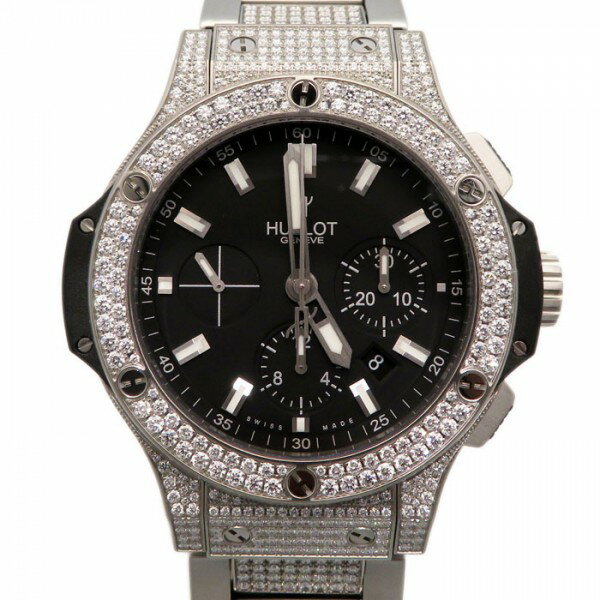 ウブロ 腕時計（メンズ） ウブロ HUBLOT ビッグバン エボリューション パヴェ ブレスレット 301.SX.1170.SX.2704 ブラック文字盤 新古品 腕時計 メンズ