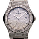 ウブロ 腕時計（メンズ） ウブロ HUBLOT クラシックフュージョン チタニウム ブレスレット フルパヴェ 542.NX.9010.NX.3704 全面ダイヤ文字盤 新古品 腕時計 メンズ