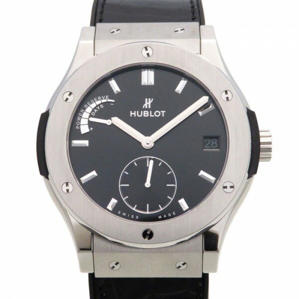 ウブロ 腕時計（メンズ） ウブロ HUBLOT クラシックフュージョン パワーリザーブ 8デイズ チタニウム 516.NX.1470.LR ブラック文字盤 新品 腕時計 メンズ
