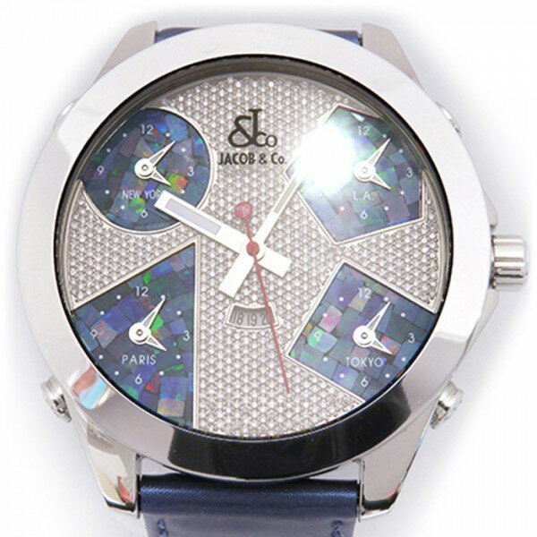 ジェイコブ JACOB&CO ファイブタイムゾーン JC-78 全面ダイヤ文字盤 新古品 腕時計 メンズ