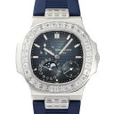 パテック・フィリップ PATEK PHILIPPE ノーチラス プチコンプリケーション バゲットダイヤ 5724G-001 ブラック・ブルー文字盤 中古 腕時計 メンズ