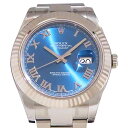 ロレックス ROLEX デイトジャストII 116334 ブルー/ローマ文字盤 新品 腕時計 メンズ