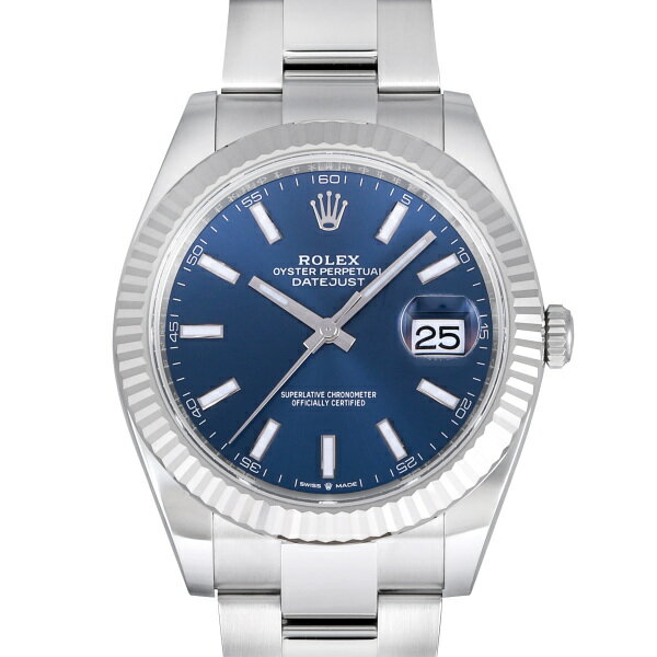 デイトジャスト 腕時計（メンズ） ロレックス ROLEX デイトジャスト 41 126334 ブライトブルー/バー文字盤 未使用 腕時計 メンズ