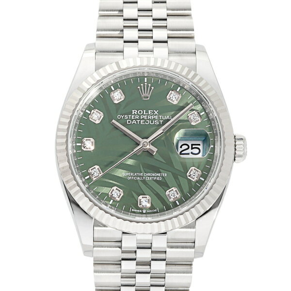 ロレックス ROLEX デイトジャスト 36 オリーブグリーン ダイヤモンド入りパームモチーフ 126234G オリーブグリーン文字盤 新品 腕時計 メンズ