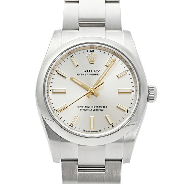 オイスター 腕時計（メンズ） ロレックス ROLEX オイスターパーペチュアル 34 124200 シルバ―/バー文字盤 新品 腕時計 メンズ