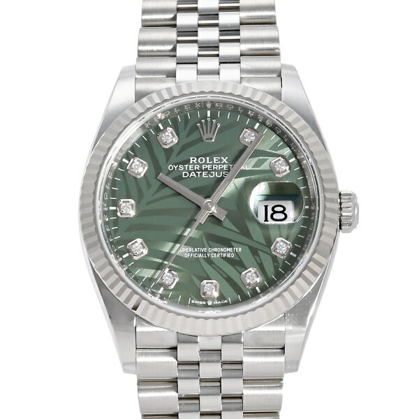 ロレックス ROLEX デイトジャスト 36 オリーブグリーン ダイヤモンド入りパームモチーフ 126234G オリーブグリーン文字盤 中古 腕時計 メンズ