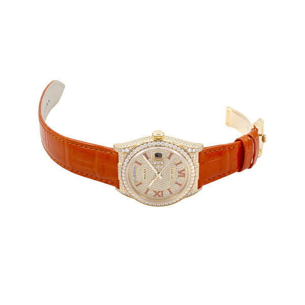 ロレックス ROLEX デイデイト 36 128158RBR ダイヤ/シャンパン/コーラルレッドローマ文字盤 未使用 腕時計 メンズ