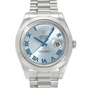 ロレックス ROLEX デイデイトII 218206 アイスブルー/ローマ文字盤 中古 腕時計 メンズ
