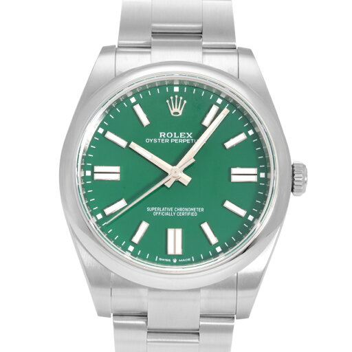 ロレックス ROLEX オイスターパーペチュアル 41 124300 グリーン文字盤 中古 腕時計 メンズ ロレックス ROLEX オイスターパーペチュアル 41 124300 グリーン文字盤 中古 腕時計 メンズ