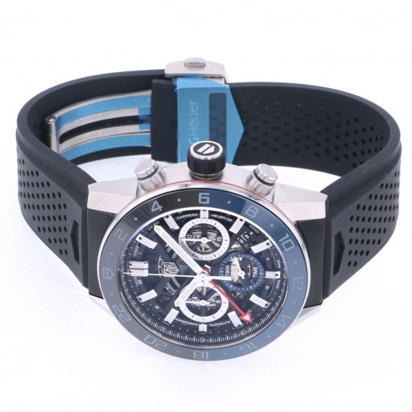 タグ・ホイヤー TAG HEUER カレラ キャリバー ホイヤー02 クロノグラフ GMT CBG2A1Z.FT6157 ブラック文字盤 新品 腕時計 メンズ