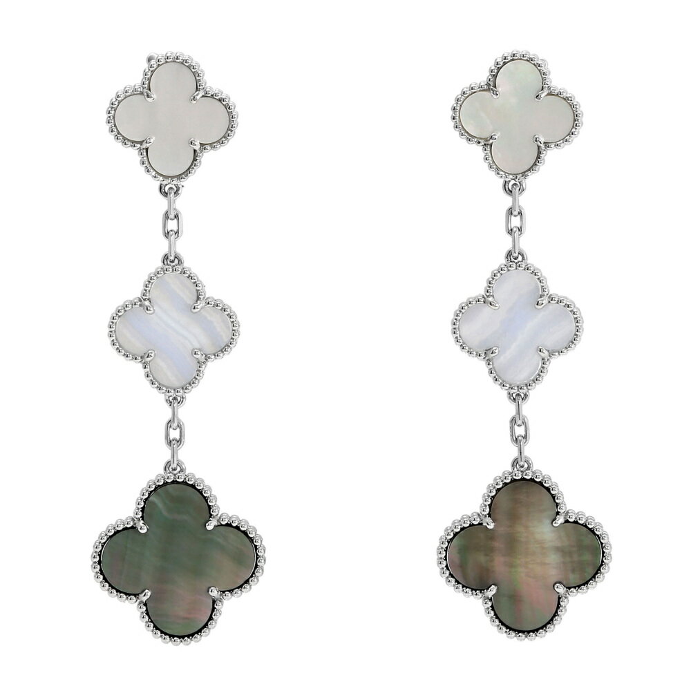 ヴァンクリーフ＆アーペル マジックアルハンブラ 3モチーフ K18ホワイトゴールド ピアス 中古のサムネイル