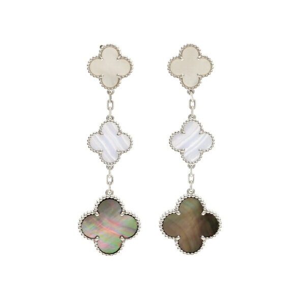 ヴァンクリーフ＆アーペル マジックアルハンブラ 3モチーフ K18ホワイトゴールド ピアス 中古のサムネイル