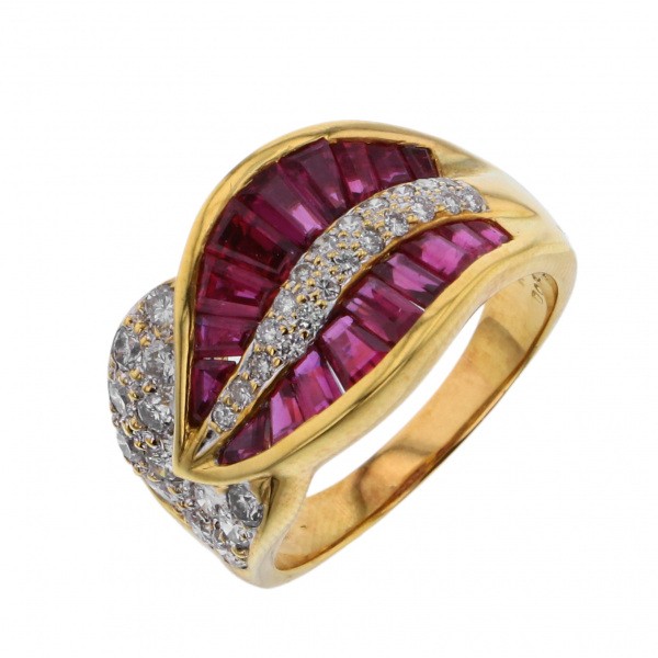 K18イエローゴールド ルビー ダイヤモンド リング