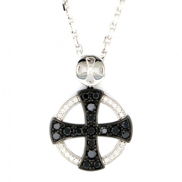 K18WG ホワイトゴールド ブラックダイヤ ダイヤモンド OTHER ネックレス クロスダイヤモンドネックレス