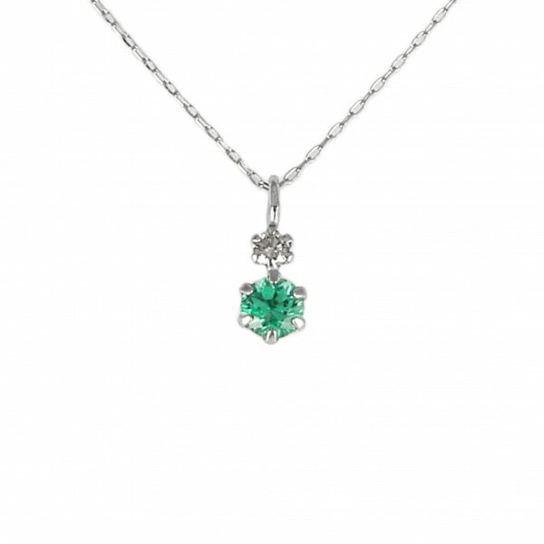 PT900 エメラルド ダイヤモンド ネックレス
