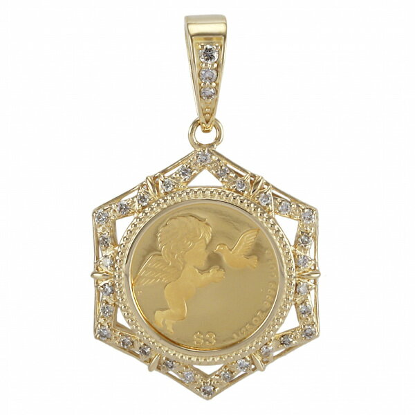 K18YG イエローゴールド K24YG ダイヤモンド コイン ペンヘッド エンジェル ツバル