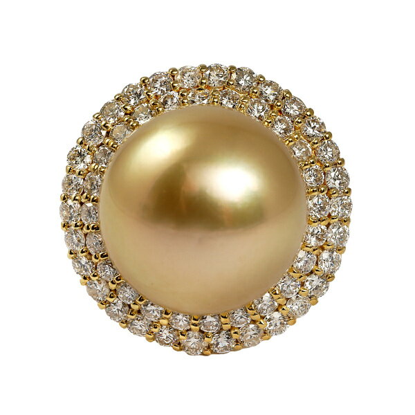 K18YG イエローゴールド 白蝶パール ダイヤモンド パール リング ゴールド (パール)