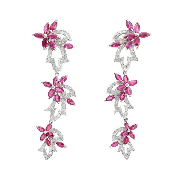 K18ホワイトゴールド ルビー ピアス