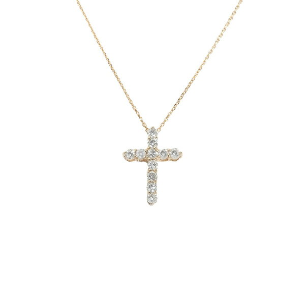 K18ピンクゴールド ダイヤモンド クロス ネックレス