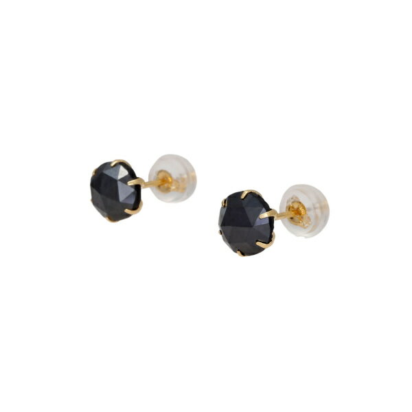 K18イエローゴールド ブラックダイヤ ピアス