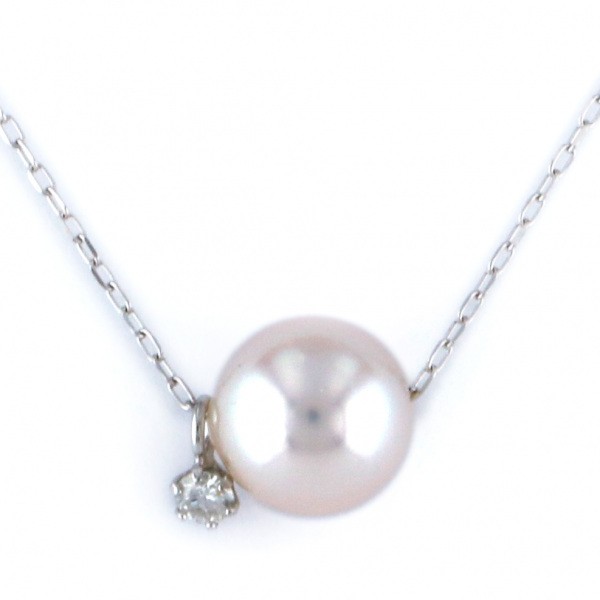 K18ホワイトゴールド パール ダイヤモンド ネックレス