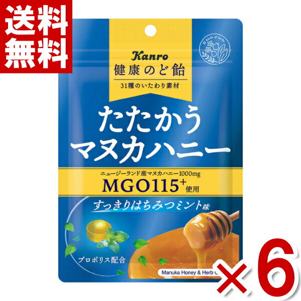 カンロ 健康のど飴 たたかうマヌカハニー すっきりはちみつミント 80g×6入 (ポイント消化) (np) (賞味期限2025.9月末) (メール便全国送料無料)のサムネイル