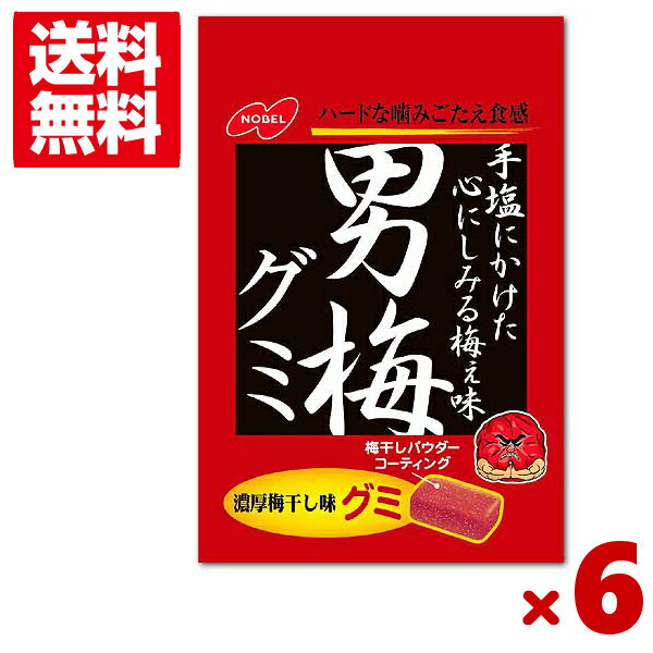 楽天ゆっくんのお菓子倉庫2号店ノーベル 男梅グミ 38g×6入 （ポイント消化） （np）（賞味期限2024.12月末） （メール便全国送料無料）