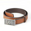 リー メンズベルト 人気ブランド Lee リー 極太 38mm ロゴプレート・バックル ジーンズ レザーベルト コニャック ライトブラウン 大きなサイズ USA直輸入 06016 送料無料