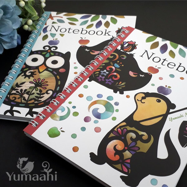 ノート　B6サイズ リングノート　カワウソ ミミズク ブタ ニワトリ　Yumaahi2021
